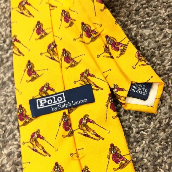 Vintage Polo Ralph Lauren Neck Tie Silk All Over Ski Print 55L 4W USA Made - Picture 4 of 5